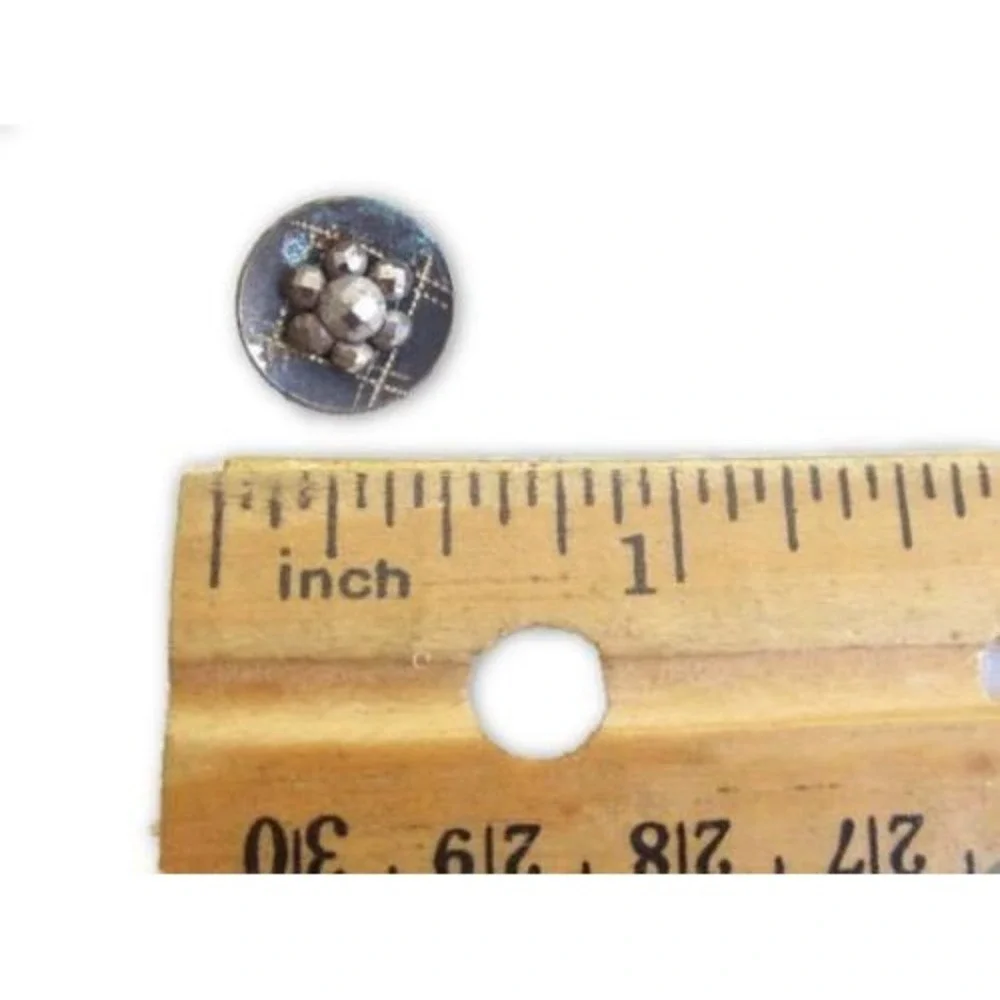 Antique Tiny Charming Cut Steel Old Silver Toned Design Vintage Collector Button